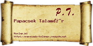 Papacsek Talamér névjegykártya